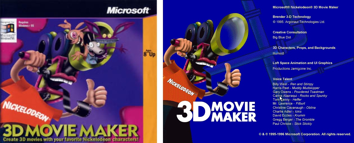 3D Movie Maker Box Cover and Loading Screen (1996)